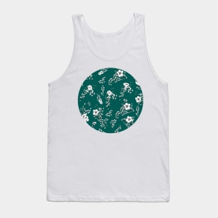 Bold dark mint floral Tank Top